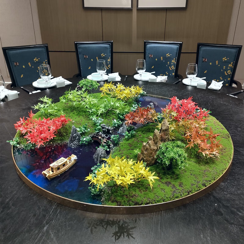 酒店餐桌花摆花仿真花高端造景桌面摆设新中式大圆桌装饰品餐厅宴会