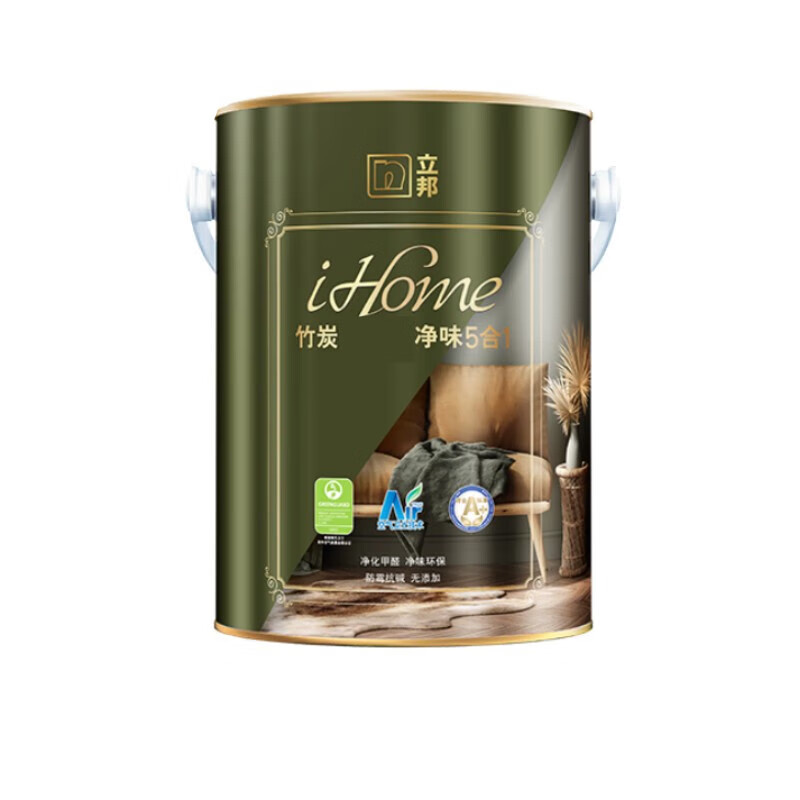 ihome竹炭净味五合一内墙乳胶漆室内哑光油漆涂料 净味五合一18升