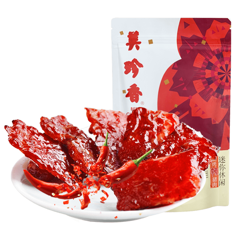 美珍香（BEE CHENG HIANG）迷你休閑燒烤辣豬肉100g 豬肉脯肉干類休閑零食美味小吃