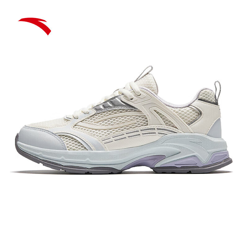 安踏(anta)千禧冰河丨休闲鞋女鞋秋冬网面透气舒适潮流复古增 象牙白