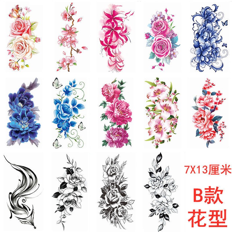 领迷风2022新款玫瑰花纹身贴女腿部性感私处胸部剖腹产贴防水防汗洗不