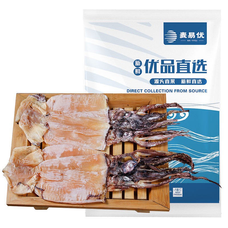 麦易优 鱿鱼干 淡晒 海鲜干货500g（2-4条） 浙江舟山 海产品 干鱿鱼500g