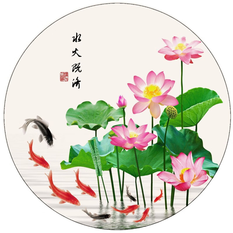 云舵荷花鲤鱼图厨房小卫生间装饰专用水火既济荷花静秽防水贴纸自粘画 水火既济XIN厨房用 自带背胶撕开即粘 x 30*30以内高性价比高么？