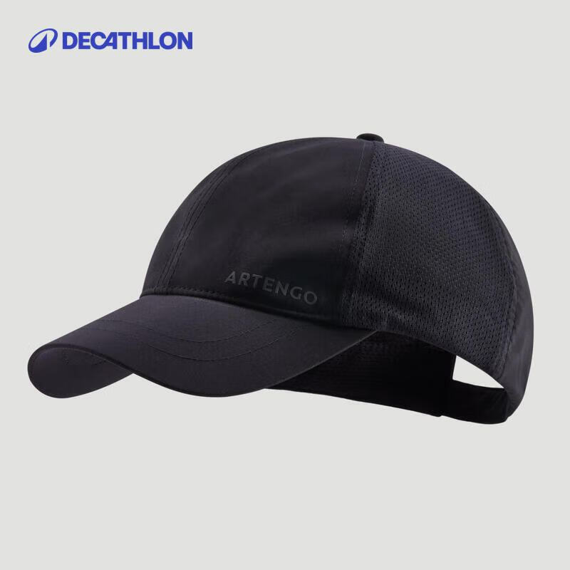 迪卡侬帽子男遮阳帽女防晒鸭舌帽防晒帽网球帽WSHA 成人黑色_经典（58cm可调节） 均码