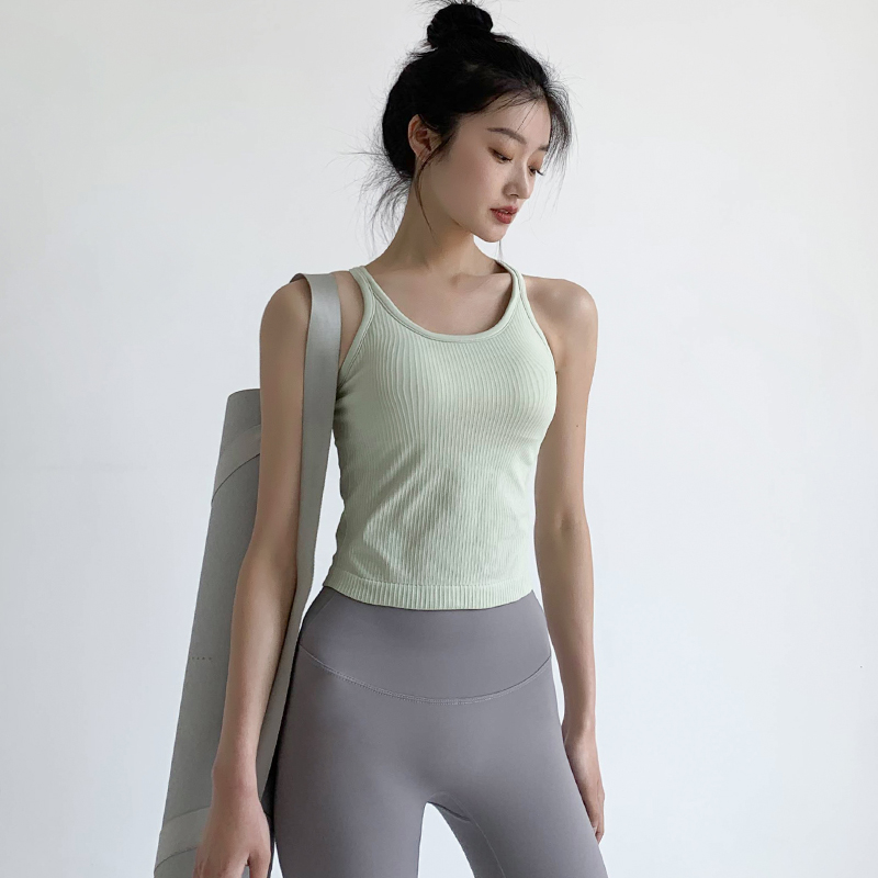 aisunstyle欧美ins网红瑜伽背心女防震聚拢定型跑步速干无袖上衣运动