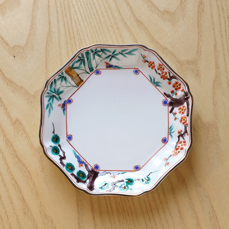 北野工坊手绘陶瓷复古日式松竹梅小清新家用餐具日料店盘子 松竹梅