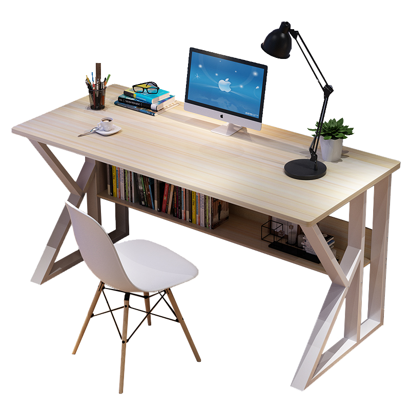 电脑桌台式电竞家用办公写字桌卧室加宽学生笔记本桌子板式双层书桌台 双层黑柳木80*45*72CM