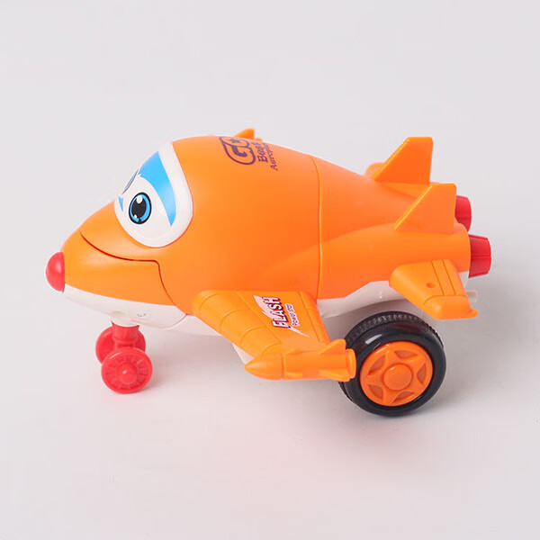 儿童撞击变形小飞机男孩女孩宝宝惯性助力战斗机耐摔会跑小玩具 橙色