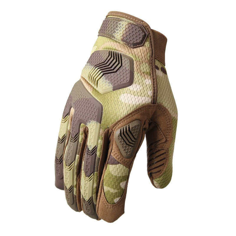 51783户外运动战术手套防护骑行保暖手套防滑登山训练全指手套 迷彩 S