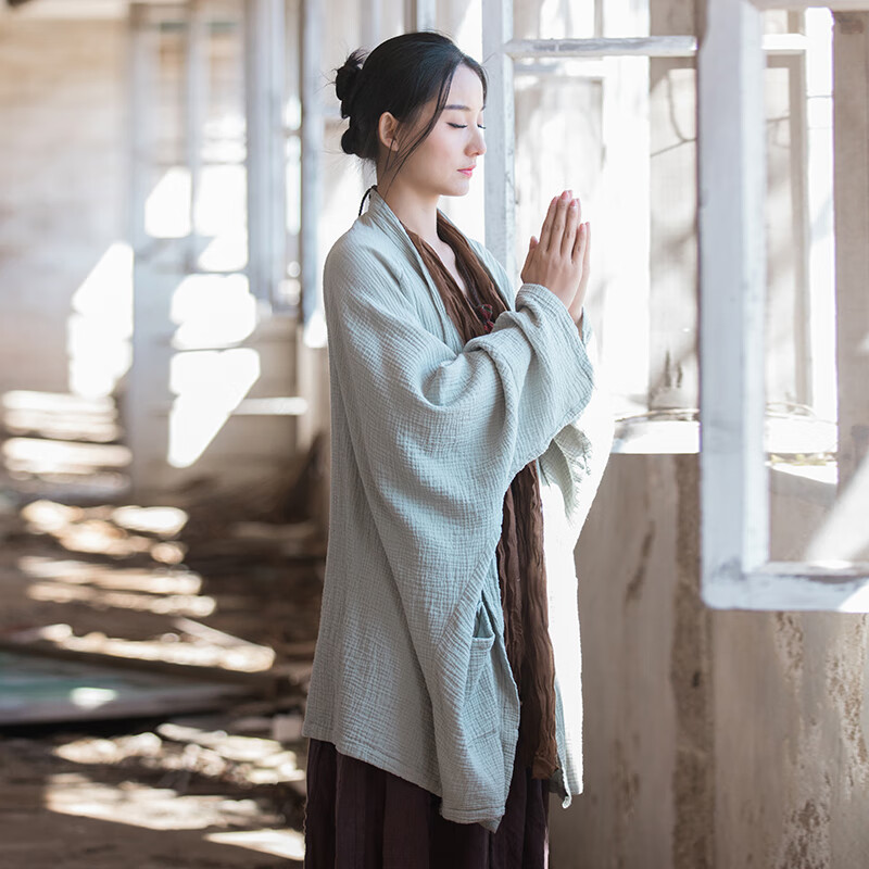 希柏诗禅意女装秋冬居士服女佛教衣服佛系年轻款外套清冷感上衣素衣胖