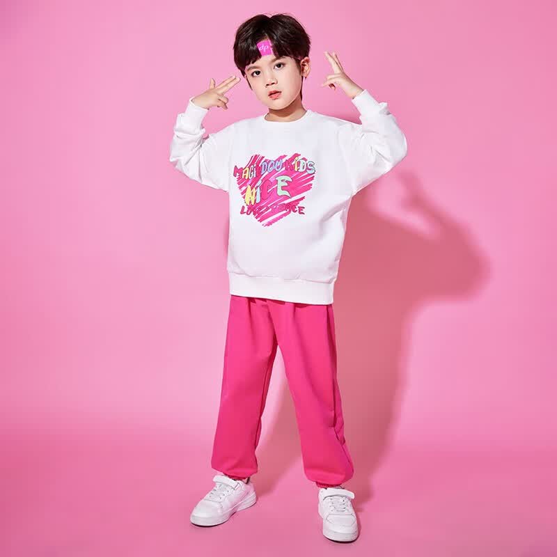 魅乐凯儿 童啦啦队演出服小学生运动会服装国庆幼儿园团体舞蹈演出服装 爱心白衣+红裤+发带 110（建议身高110厘米左右）怎么看?