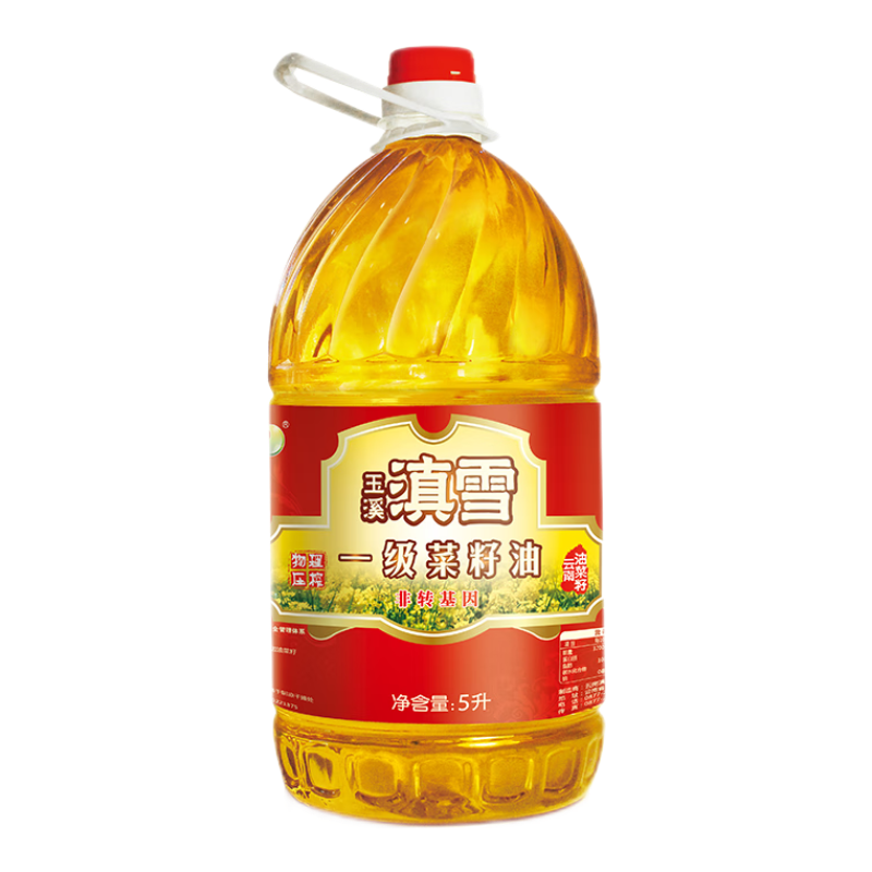 滇雪云南高原菜籽油 一级压榨非转基原炒菜食用油 小榨清香菜籽油5L