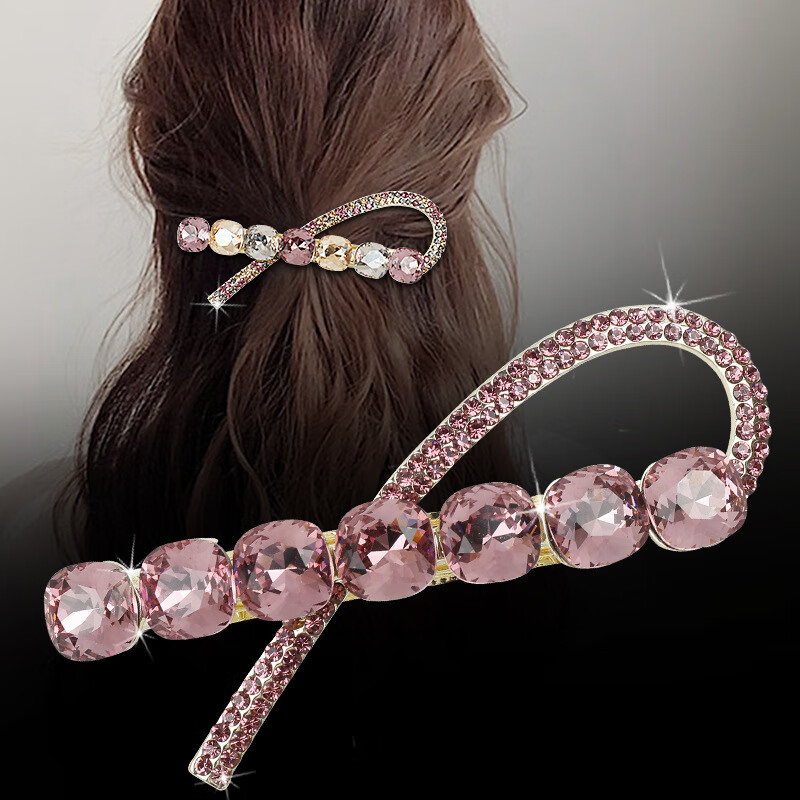 案妆水晶弹簧夹发夹精致女式后脑勺金属发夹发卡弹簧夹发饰 弹簧夹