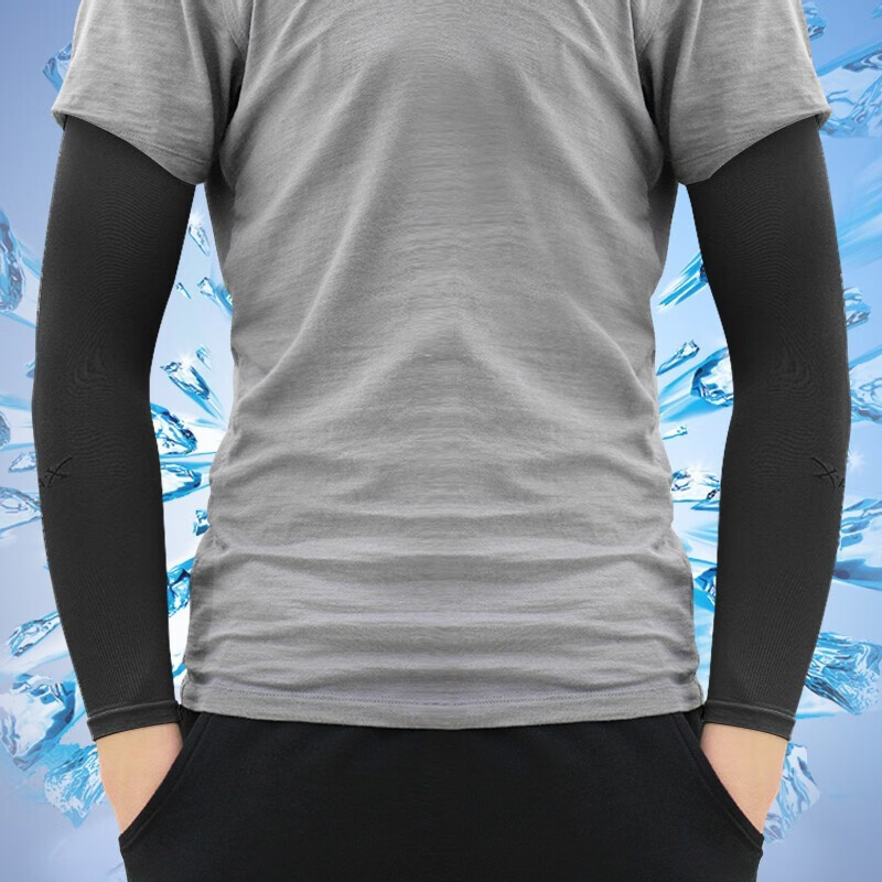 ROGTYO冰袖防晒女冰薄袖套手袖户外夏长款手护臂男开车骑行袖套配件 碳黑