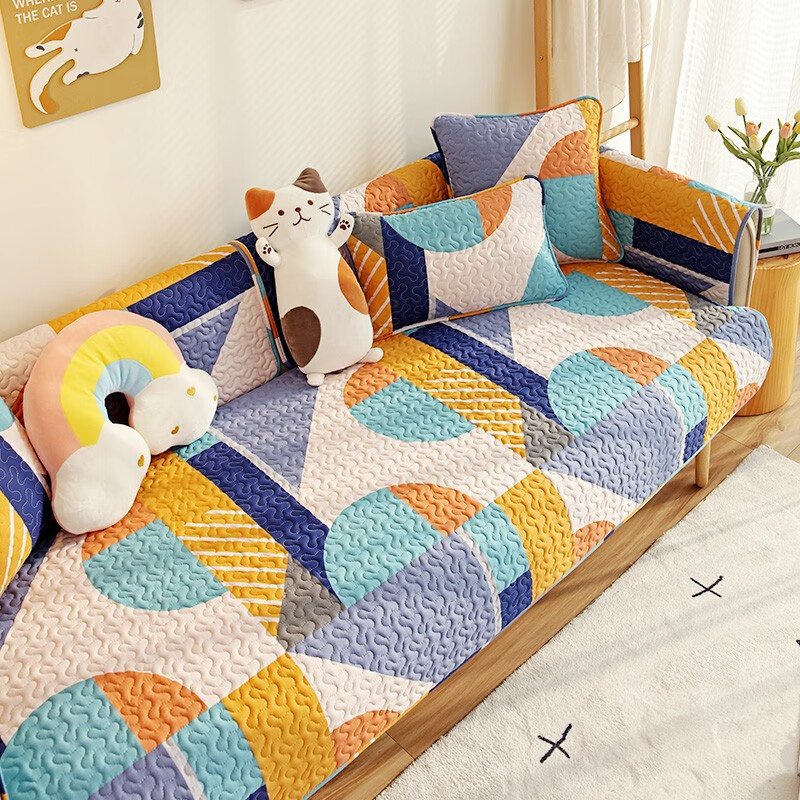 纯棉沙发垫四季坐垫靠背巾盖布防滑沙发平铺垫子新款简约现代 阿比林