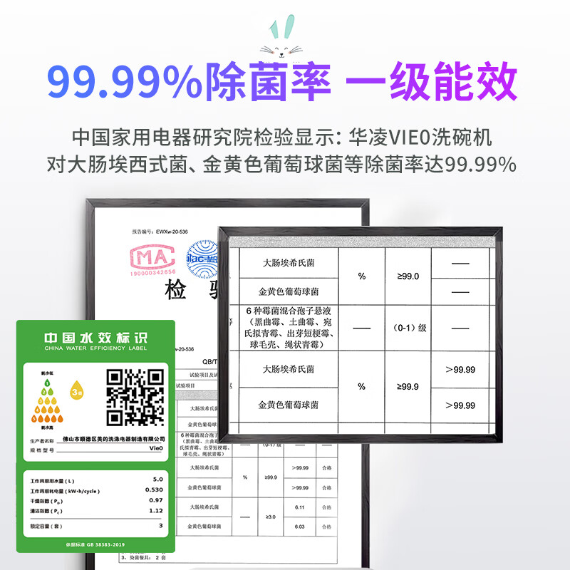 华凌（WAHIN）洗碗机 4-6人 台式免安装 家用洗碗机 智能家电 感应水箱 高温除菌 台式刷碗机VIE0