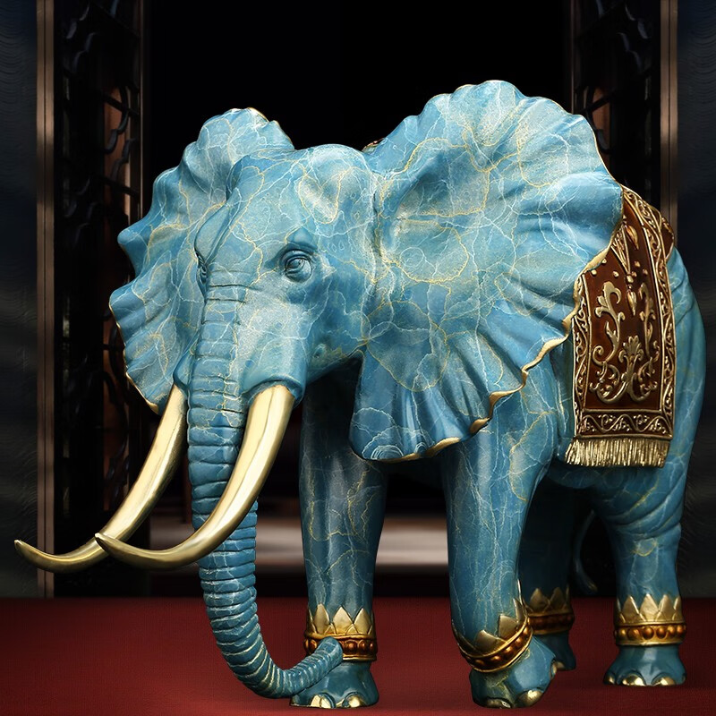 吉善堂全铜招财大象摆件工艺品家居客厅办公室装饰公司乔迁新居开业