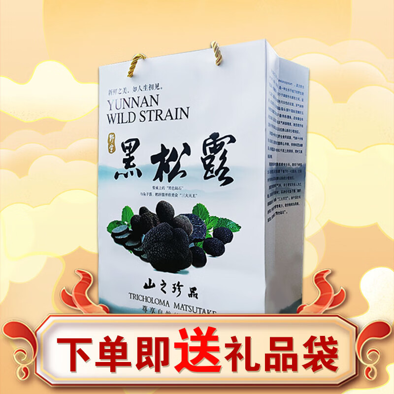 高原云品【全黑全成熟】黑松露新鲜 家宴美食  航空速达 全黑全成熟 2-3cm 500克（送礼品袋）