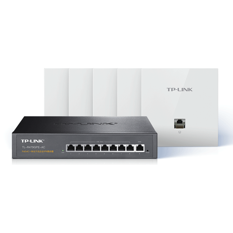 TP-LINK AX3000面板AP全屋WiFi6路由器家用商用企业无线mesh组网双频千兆9口AC一体机+5AP白色薄款易展版套装