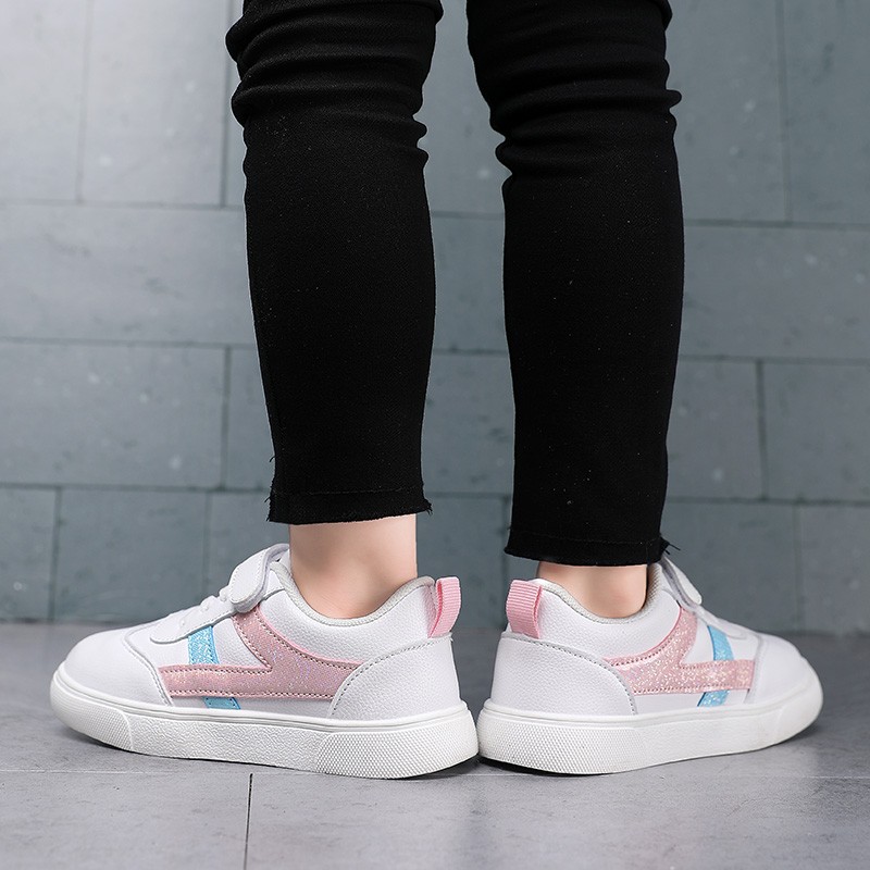 贝天熊（BeiTianXiong）童鞋春款男童软底休闲鞋秋冬新款女童网面鞋透气儿童革面运动鞋  BJW259白粉（皮面） 34 内长21.4/脚20.4