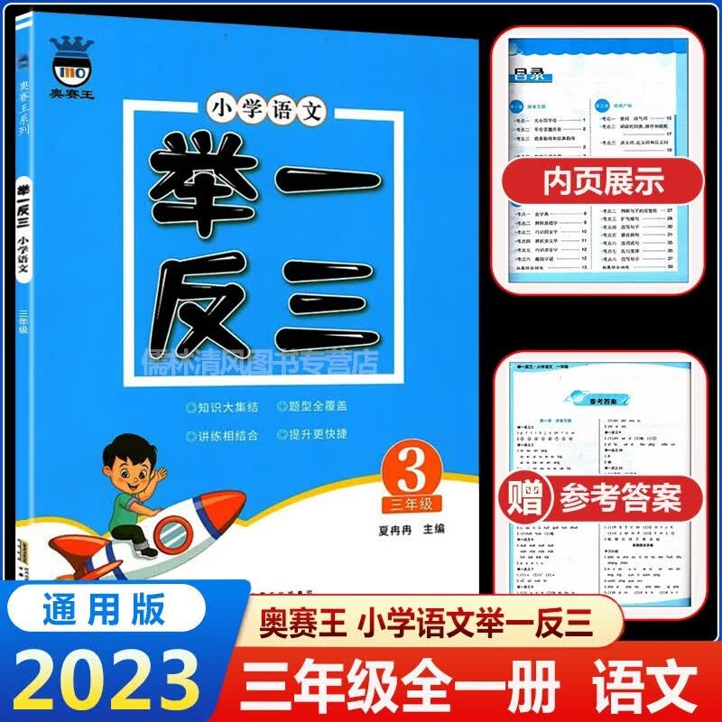 2024版奥赛王小学语文举一反三三年级语文 小学知识大全语言积累与运用阅读理解训练运用表达作文同步训练综合能力训练测试 课本教材辅导书小学语基础知识手册