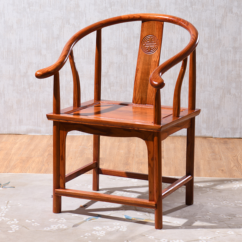太师椅实木圈椅三件套中式明清仿古皇宫椅南榆木官帽椅茶几餐椅子