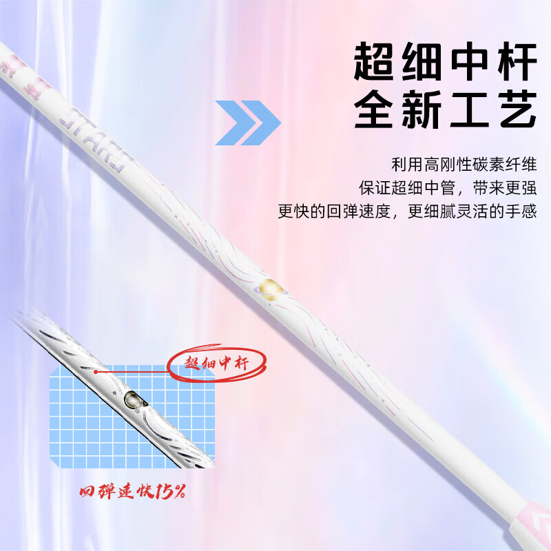霜魄螺纹钢羽毛球拍 钛合金超轻碳素纤维成人儿童耐用羽毛球拍 荧光绿506【铁合金双拍】+3尼龙 成品拍