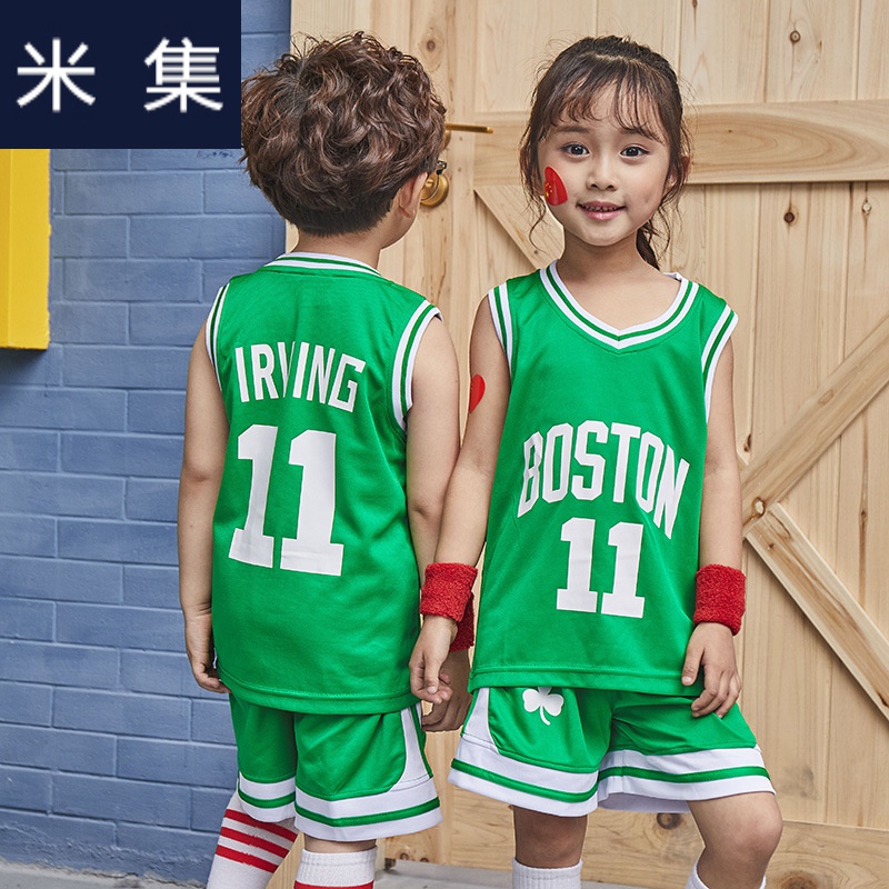 夏季速干儿童篮球服套装小学生球衣训练幼儿表演服 凯尔特人绿色11号