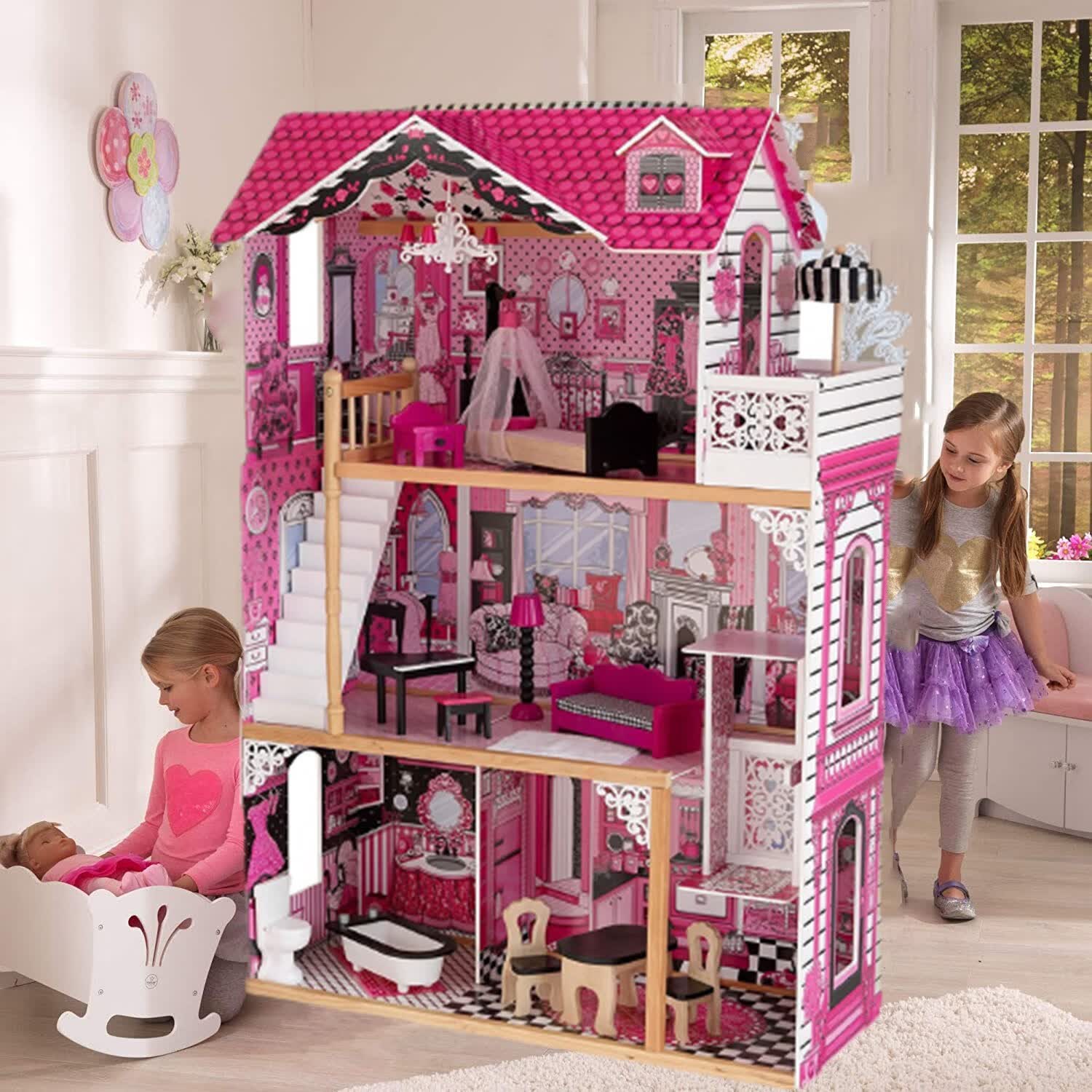 过家家房子儿童小屋过家家大型别墅女礼物 dollhouse娃娃屋送六人灯