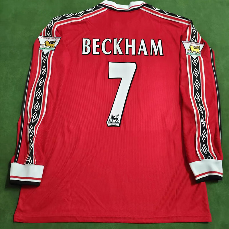 肴盛复古吉格斯贝克汉姆斯科尔斯球衣98-99曼联联赛主场长/短袖足球服