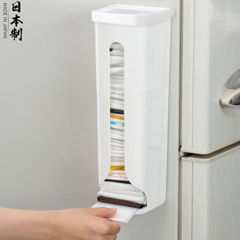 家の物语（KATEI STORY）日本进口垃圾袋收纳盒厨房卫生间壁挂袋子收纳盒垃圾袋杂物盒 白色