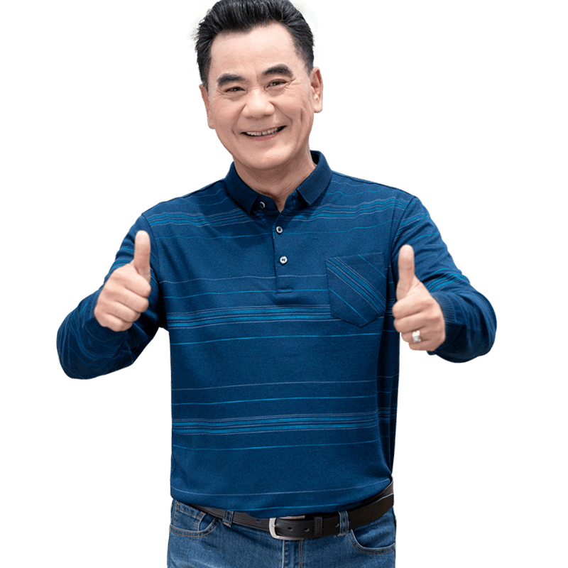老爺車(chē)（LAOYECHE）爸爸裝長(cháng)袖t恤男秋季中年男士翻領(lǐng)上衣中老年人男裝外穿衣服
