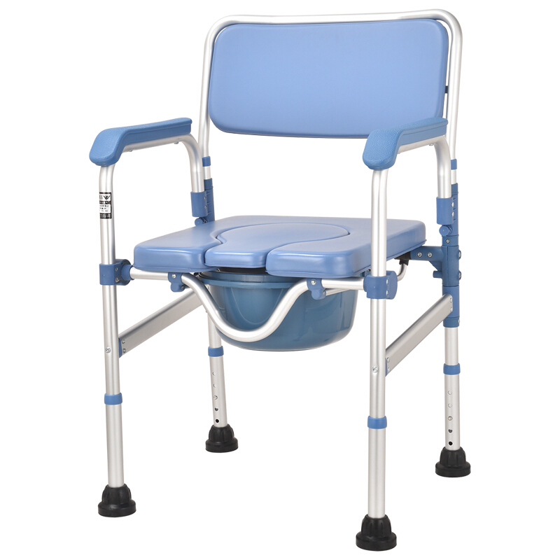 卫宜康 老人坐便椅孕妇坐便器折叠残疾人马桶凳铝合金老年人用加厚移动坐厕椅 607B铝合金后抽桶软坐板