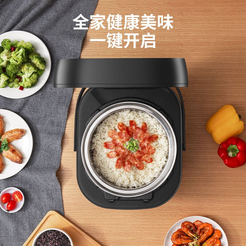 索韦尔（Soulwell） 低糖电饭煲电饭煲 米汤分离蒸沥米饭家用养生不锈钢多功能智能电饭锅 极致银5L-双胆-304内盖升级款 5L