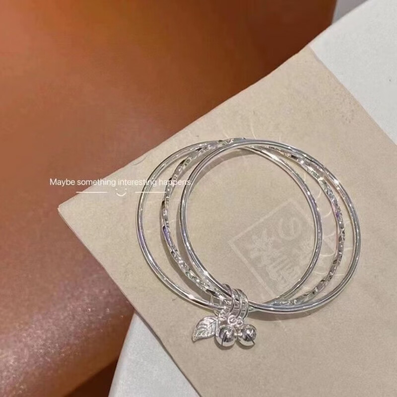 老银匠三生三世银手镯女纯银年轻款9999银镯子银饰手环女生饰品送女朋友 蝴蝶铃25克＋包装礼盒