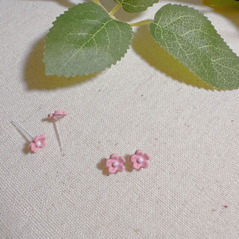 树脂胶棒耳钉简约百搭耳棒塑料棒睡觉免摘耳饰 超温柔小花花【1对】