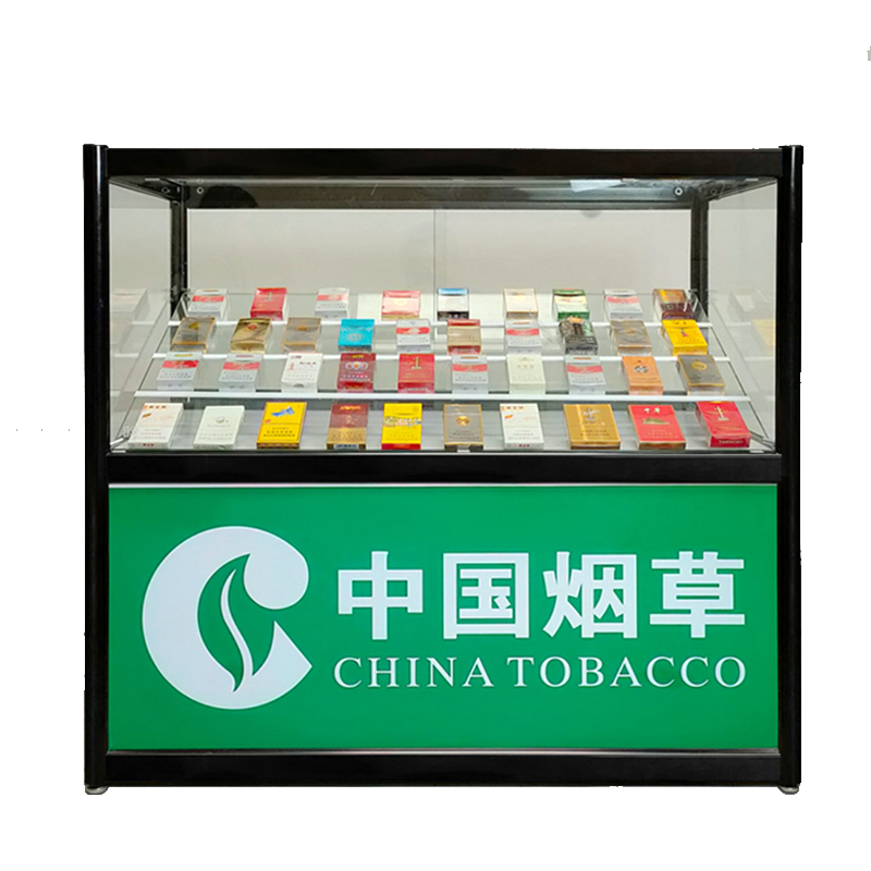 盛浪烟柜台便利店超市小型烟柜台玻璃展示柜移动烟酒柜收银台专卖柜(1000*500*900mm)