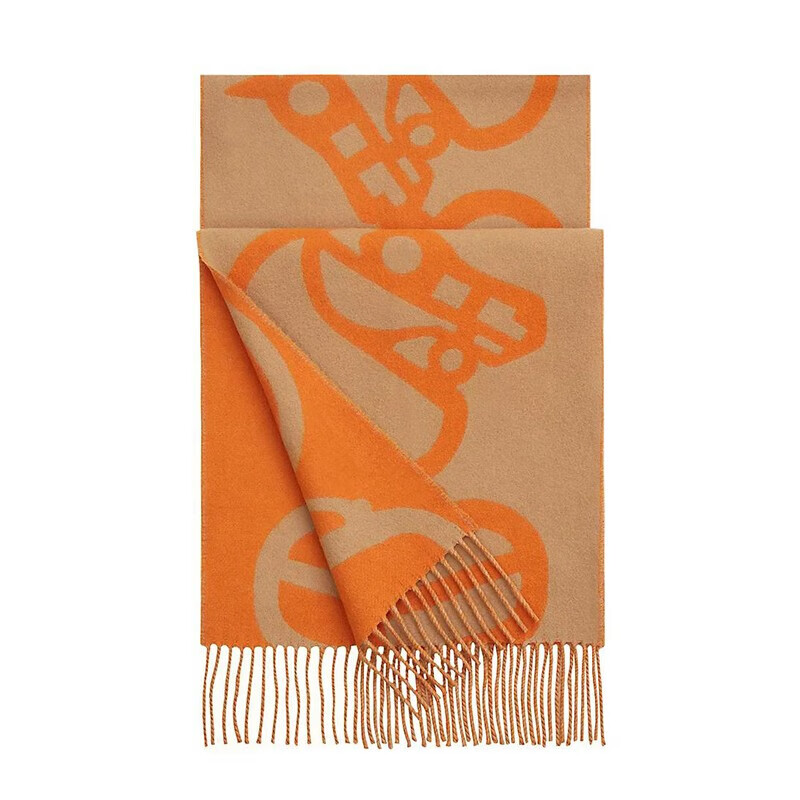 爱马仕(hermes)爱马仕围巾 马头文理羊绒围巾 新款环扣与护颈山羊绒