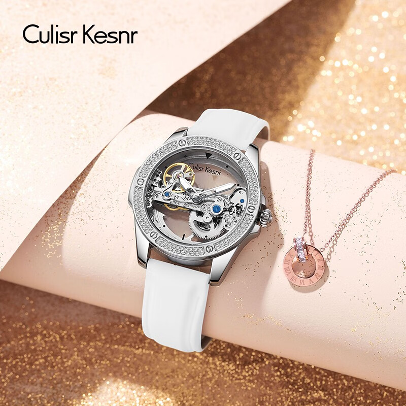 古西雅手表女机械镂空水钻学生瑞士前十大腕表品牌38妇女神节礼物送