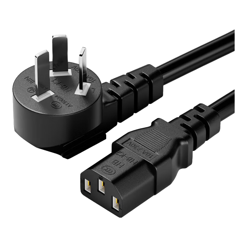 裕合聯(lián)電腦電源線(xiàn)三孔三蕊3C認證國標品字尾臺式主機顯示器電飯煲打印機燒水壺通用連接線(xiàn) 2500W/三芯電源線(xiàn) 0.6米