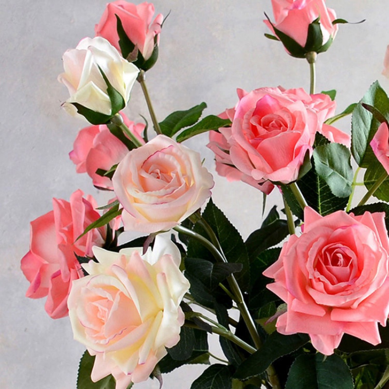 【精选直发】手感保湿玫瑰花束假花仿真花客厅落地花餐桌花摆花 尊享