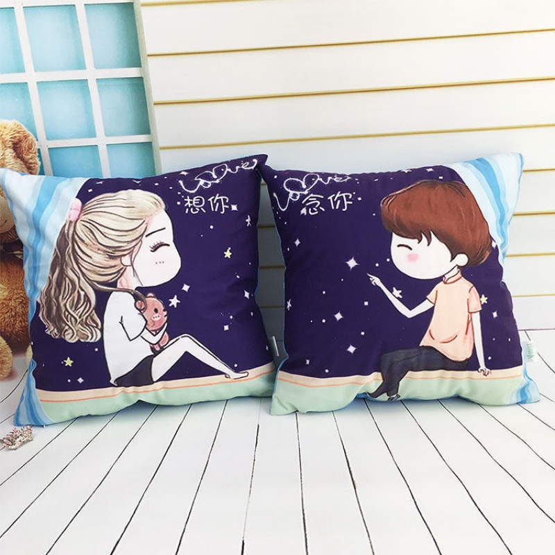 沙发靠背垫靠枕女生可爱床头汽车护腰抱枕情侣抱枕礼 (想你念你)一对