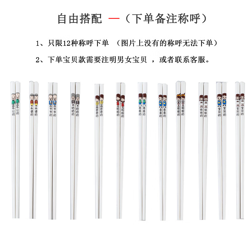 茶花谷防霉耐高温子陶瓷筷子家用创意专人专用一家人筷子创意家庭 3双