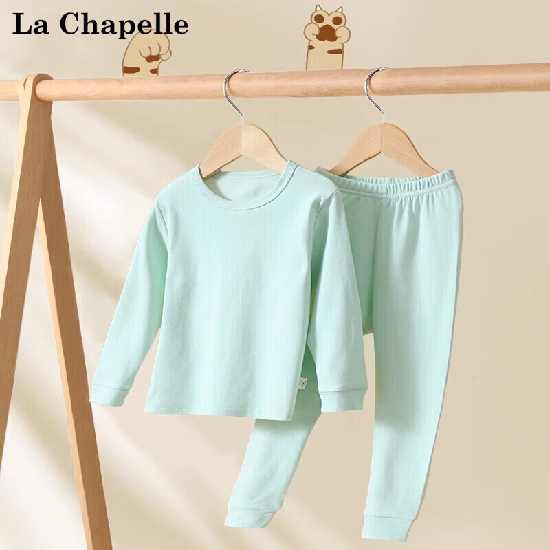 LA CHAPELLE MINI拉夏贝尔宝宝睡衣服薄款秋衣秋裤儿童内衣服女宝宝男纯棉长袖套装 【纯棉家居服套装】薄荷绿 120怎么看?