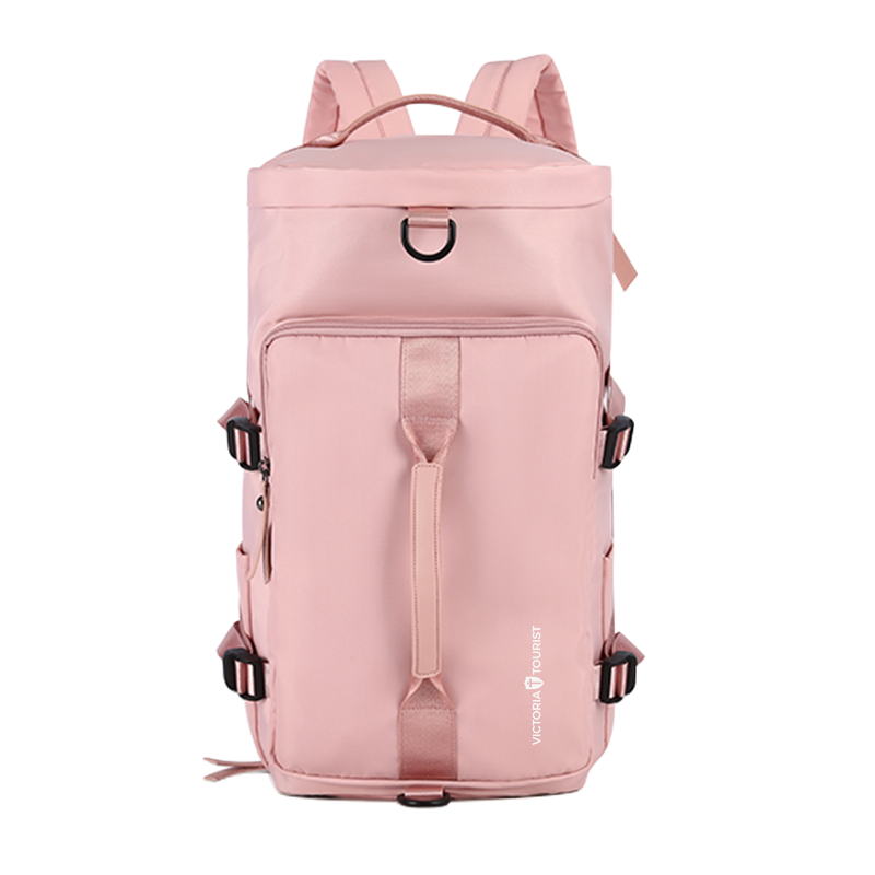 维多利亚旅行者旅行包女士大容量双肩背包短途出差手提包行李袋旅游登山包休闲运动包游泳健身包V7021粉色
