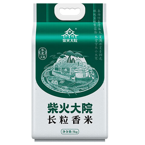柴火大院 长粒香米 【2025年新米】  东北大米 5kg*1袋