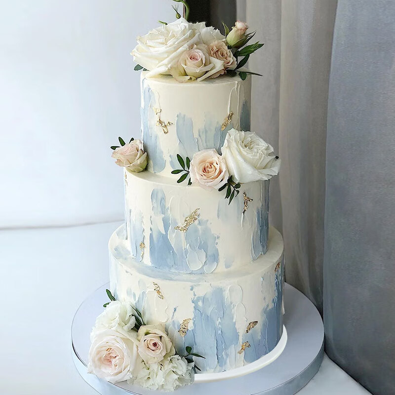 瀛乐新款仿真多层生日模型三层蛋糕网红森系鲜花婚礼橱窗蛋糕店样品