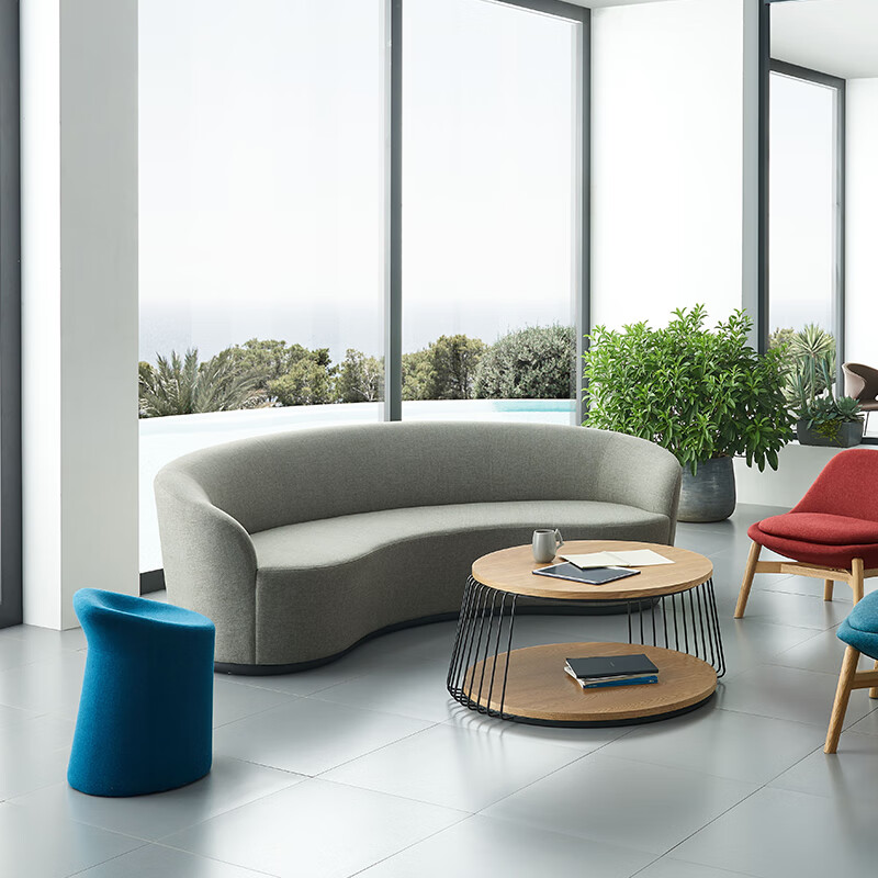 海海达尔办公沙发布艺现代商务接待室会客区休闲办公室沙发三人位