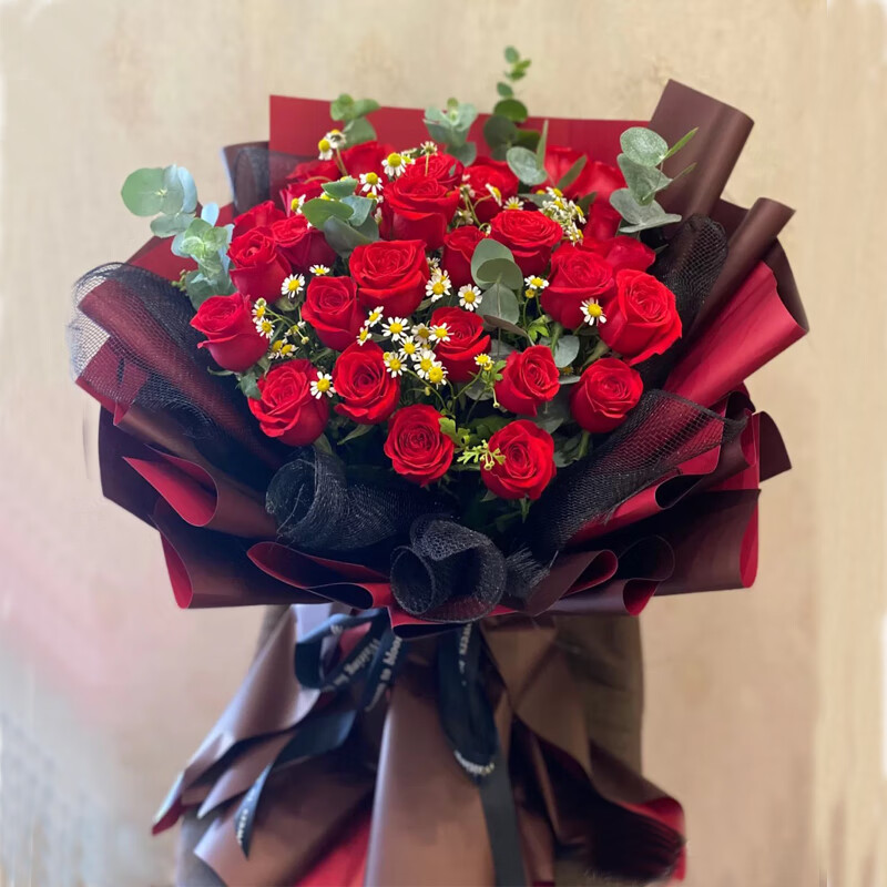 来一束 鲜花速递花生日礼物红玫瑰花束礼盒同城配送花店深圳北京上海
