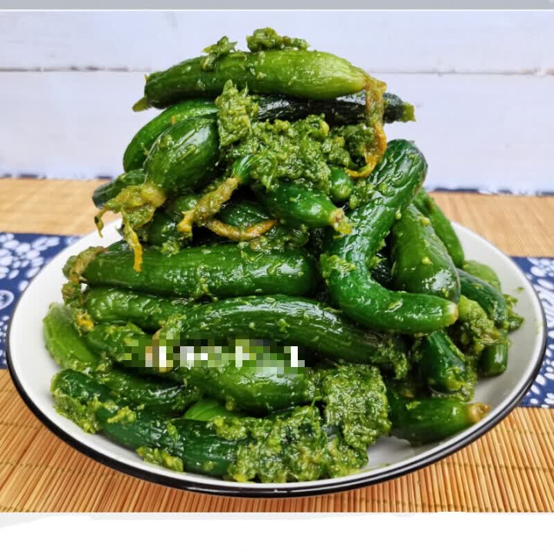维霆韭菜花腌小黄瓜 东北黄瓜咸菜  一瓶500克一瓶也